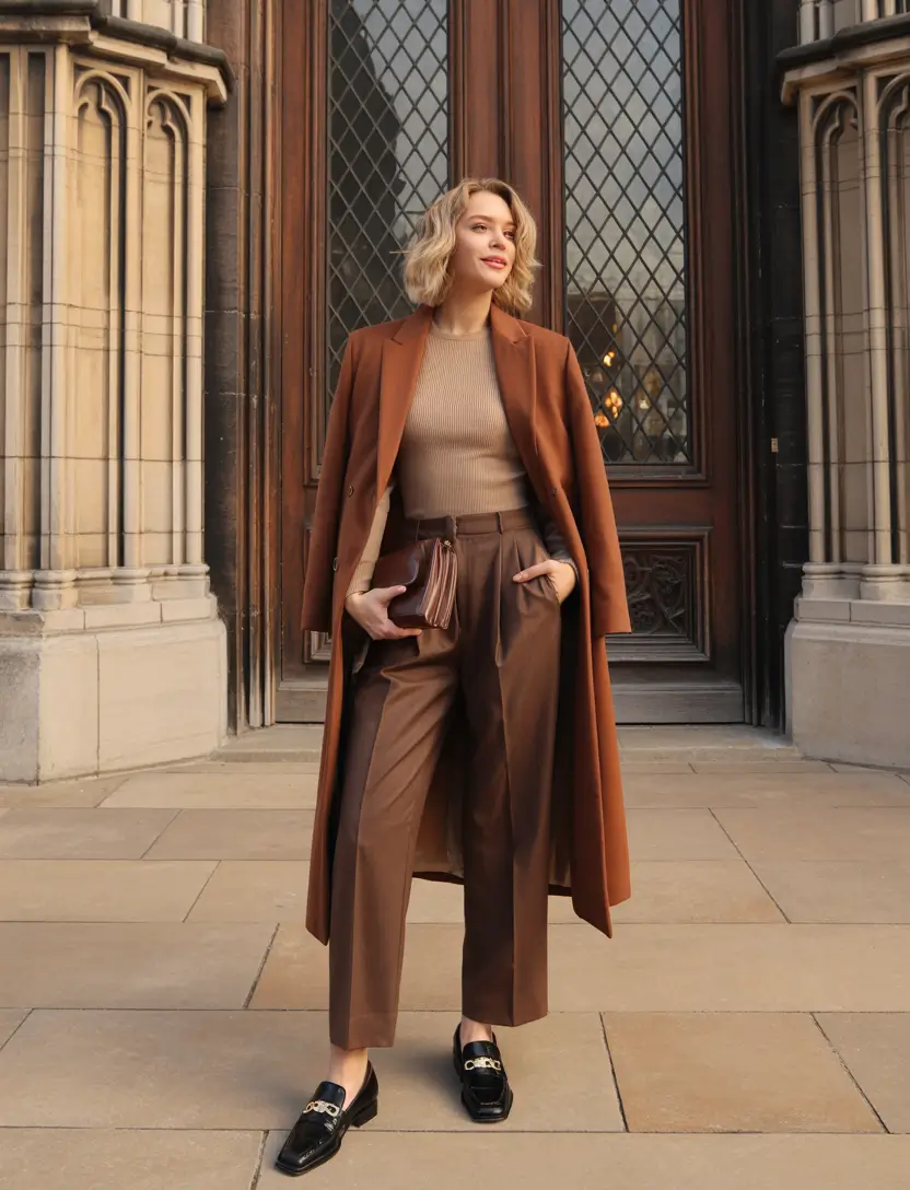 outfits ideas november 2025 Monochrome Elegance in Brown Tones