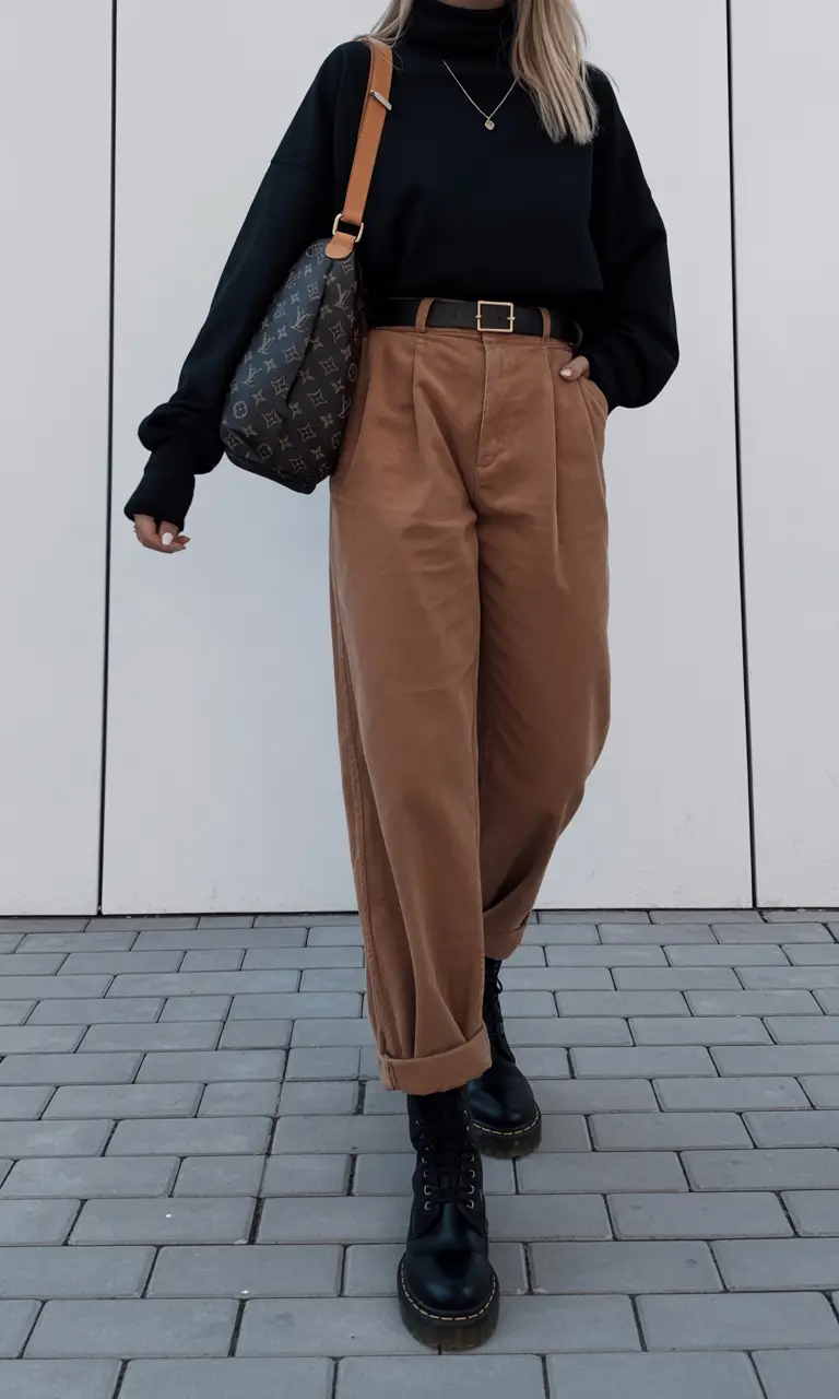 outfits ideas november 2025 Relaxed Neutrals with Black Accents