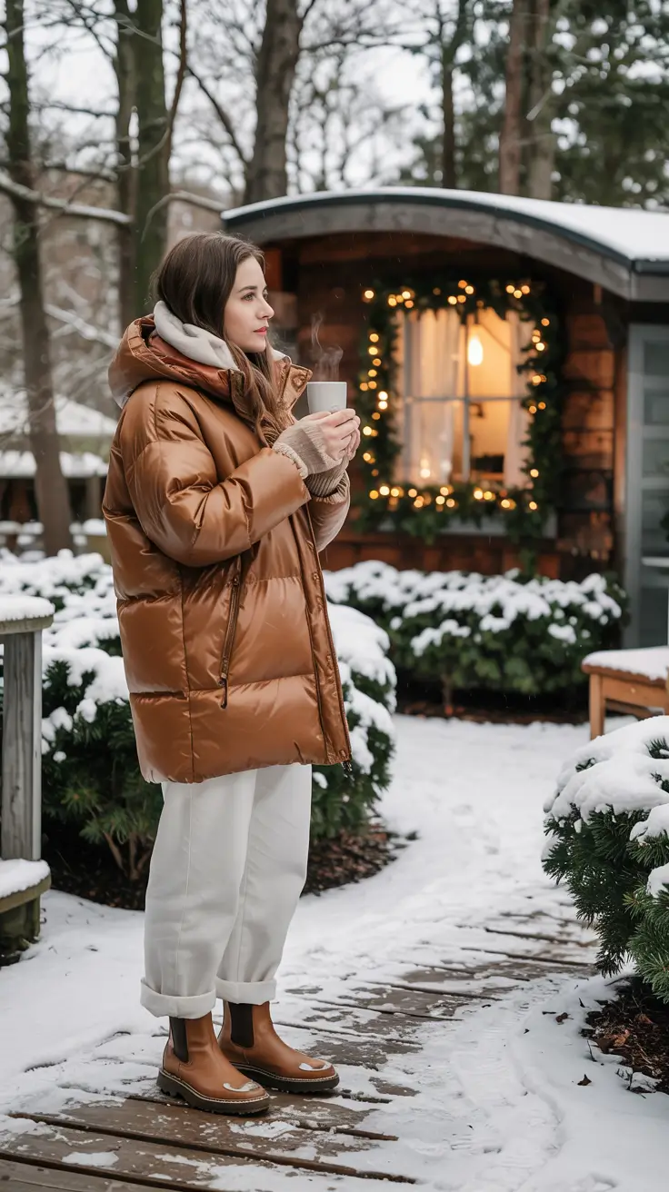 comfy winter outfits Warm Caramel Cabin Vibes