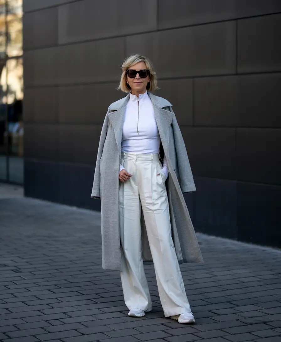 winter outfits over 40 Monochrome in Light Tones