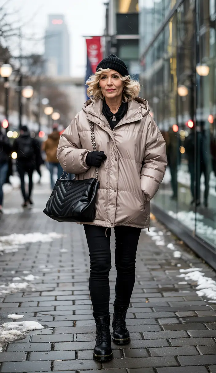 winter outfits over 40 Practical Puffer with a Chic Edge
