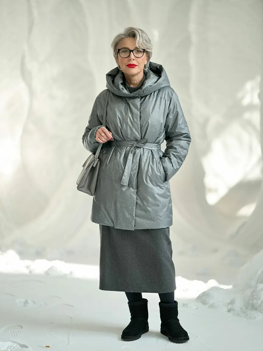 winter outfits over 40 Soft Metallic Warmth
