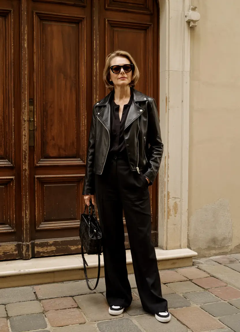 winter outfits over 40 Monochrome Black Elegance