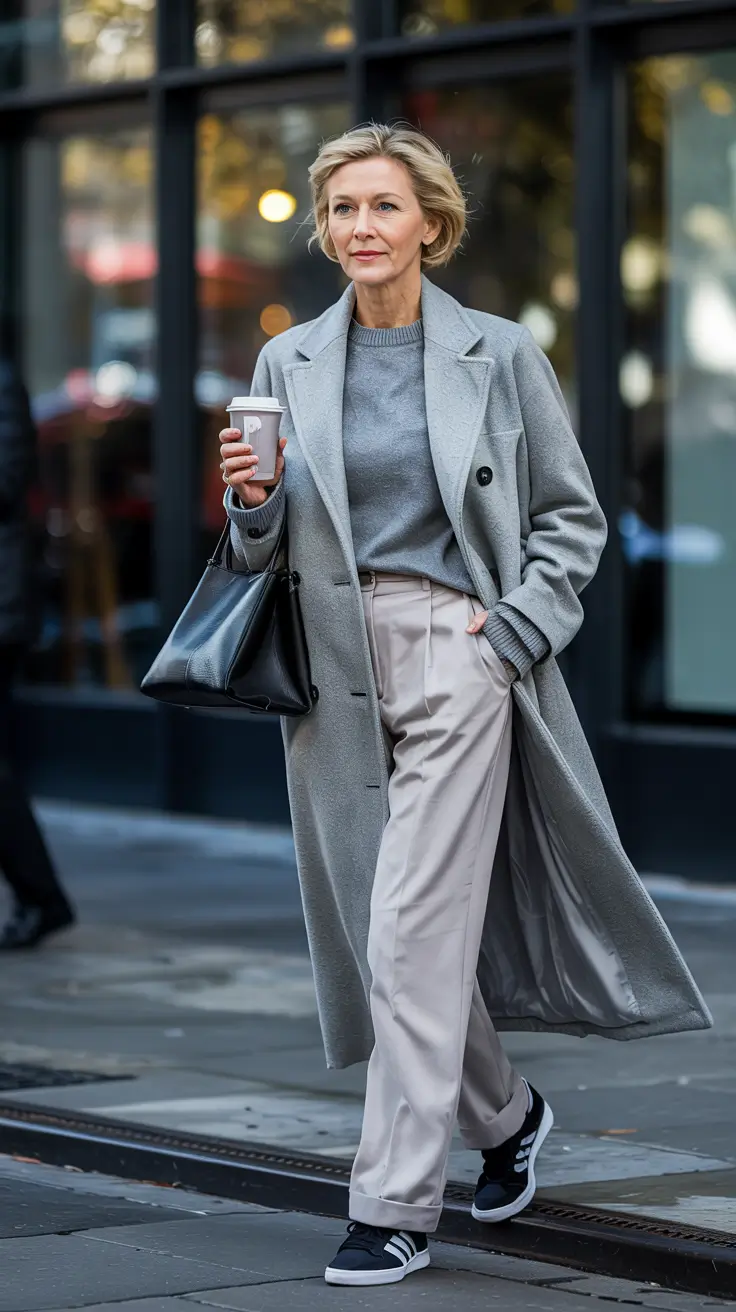 winter outfits over 40 Soft Gray Meets Streetwear