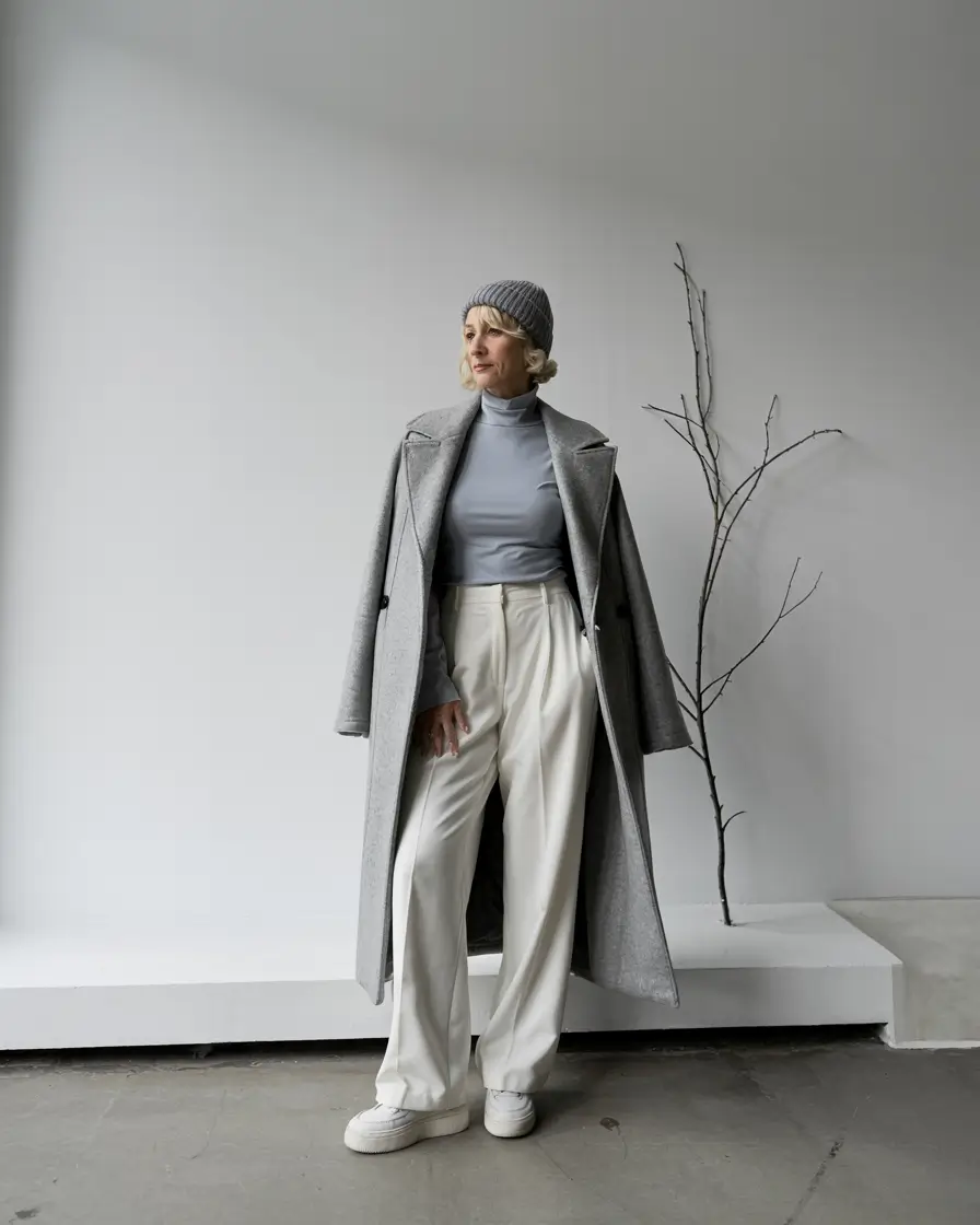 winter outfits over 40 Minimalist Gray Layers