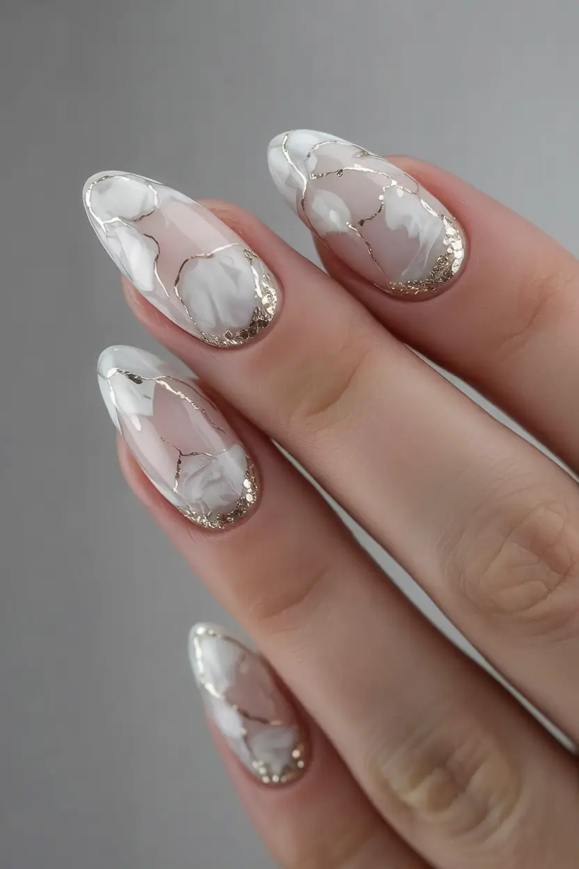 fall nail colors shades Golden Marble Elegance