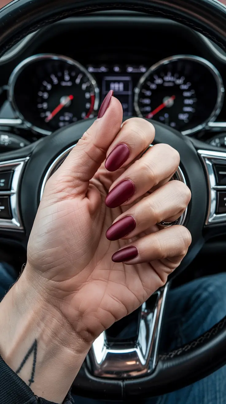 fall nail colors shades Velvet Matte Burgundy