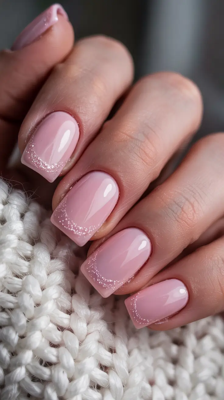 fall nail colors shades Pink Shimmer French