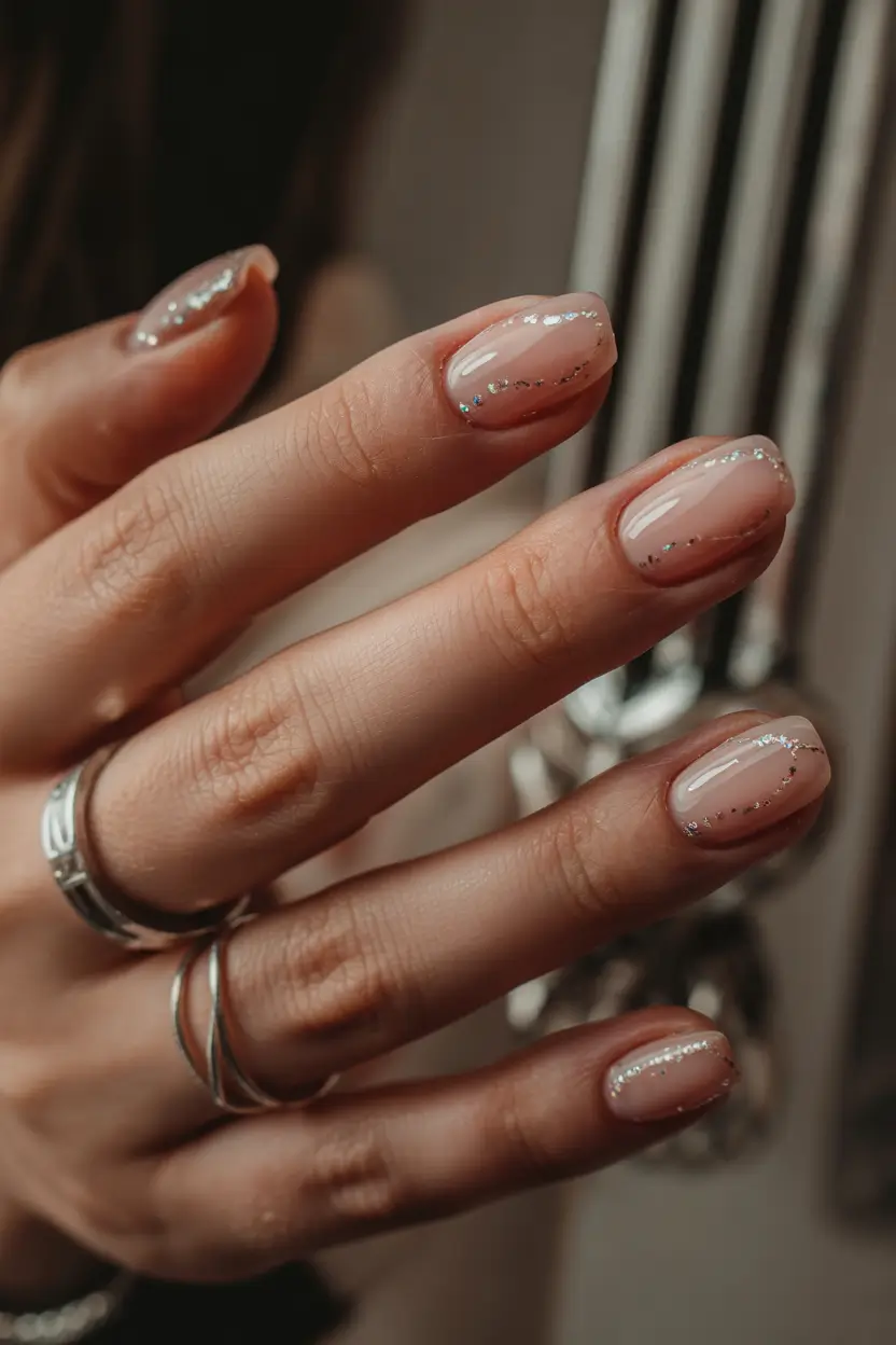 fall nail colors shades Minimalist Nude Sparkle