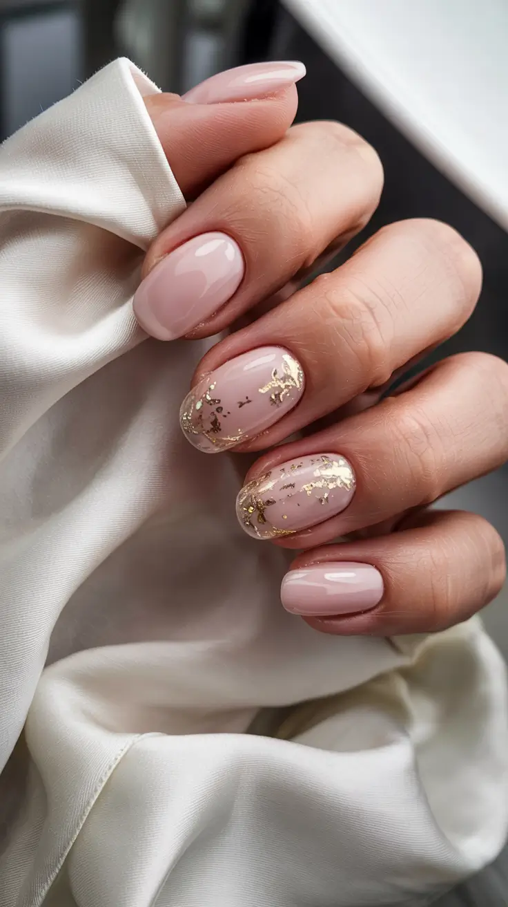fall nail colors shades Rose Gold Leaf Glam