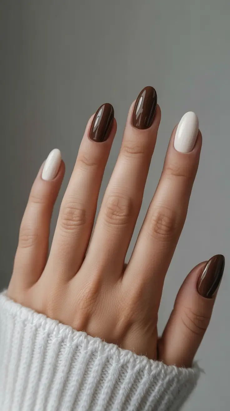 fall nail colors shades Mocha and Cream Contrast