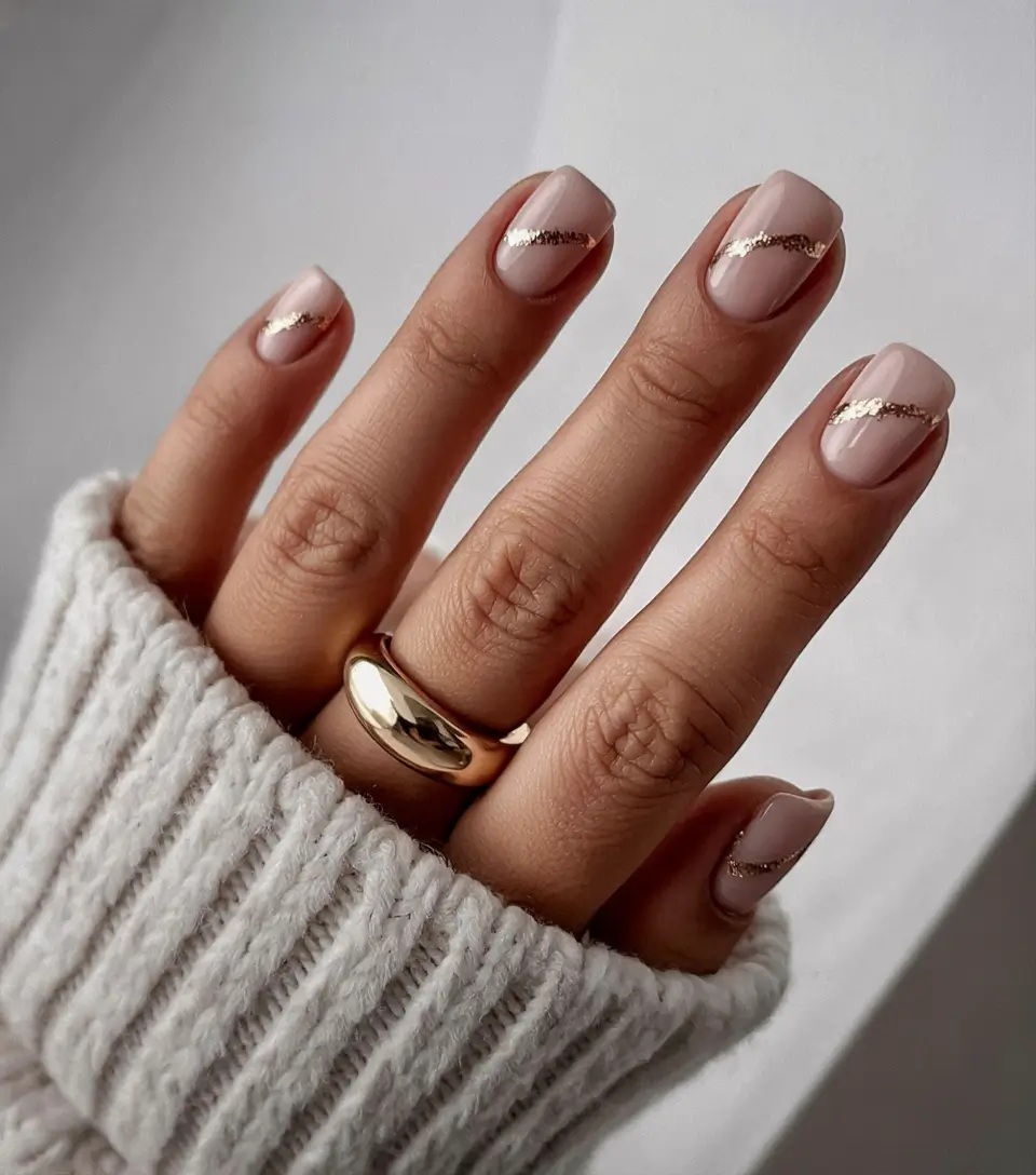 fall nail colors shades Diagonal Gold Accent