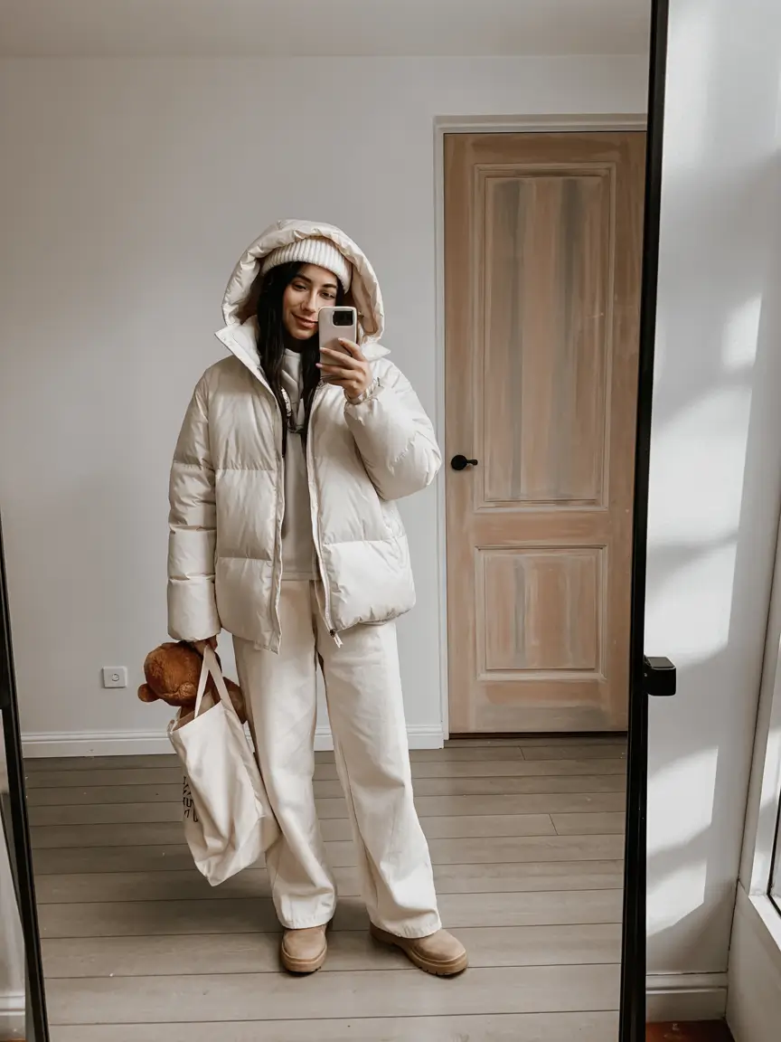 nyc winter outfits aesthetic Monochrome Cream Dream