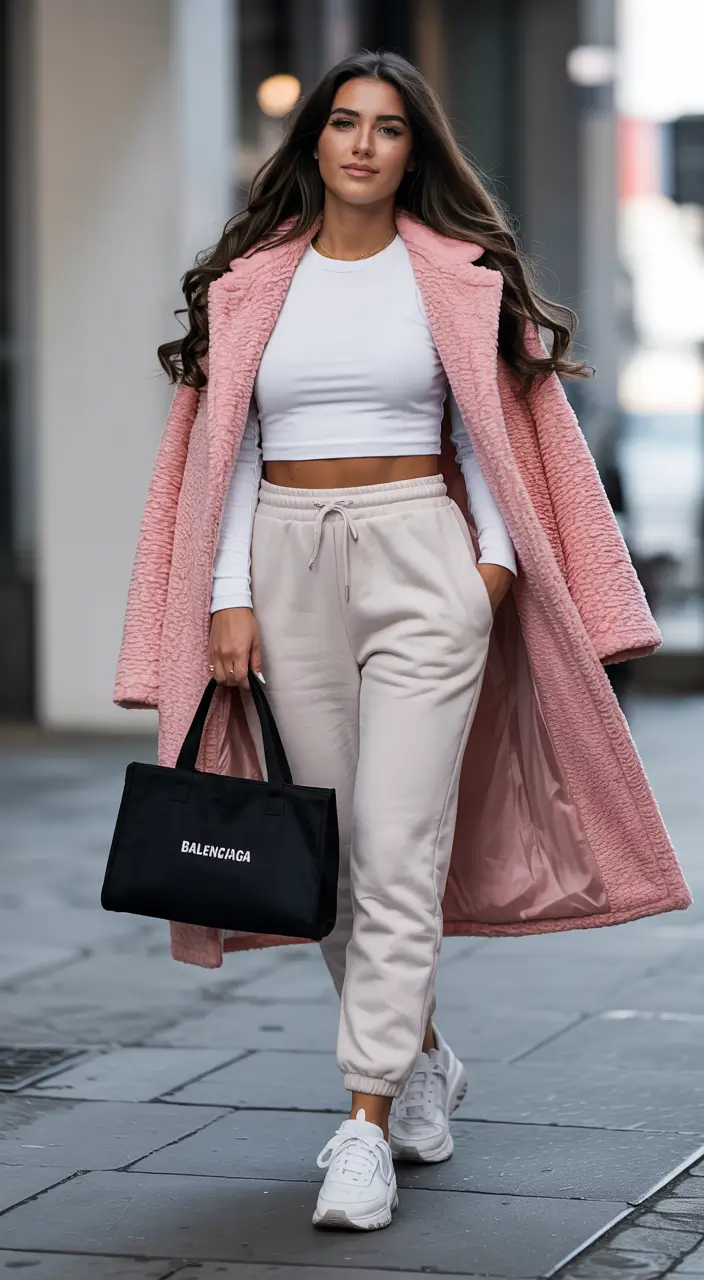nyc winter outfits aesthetic Soft Pink Street Style