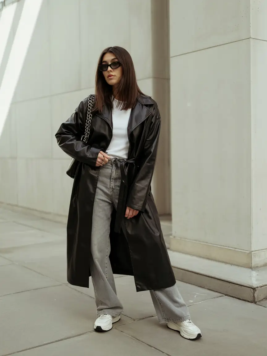 nyc winter outfits aesthetic Minimalist Edge with Leather Layers