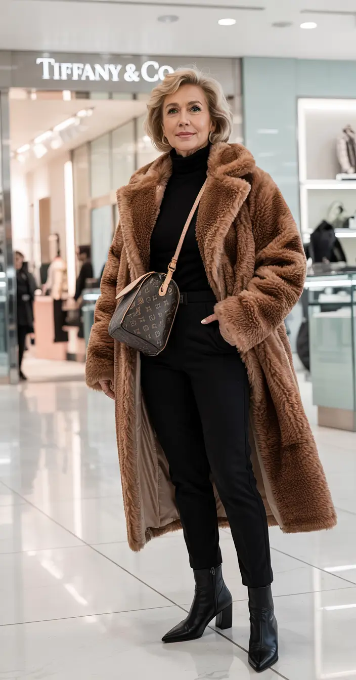 winter outfits over 50 older women Classic Elegance in a Teddy Coat