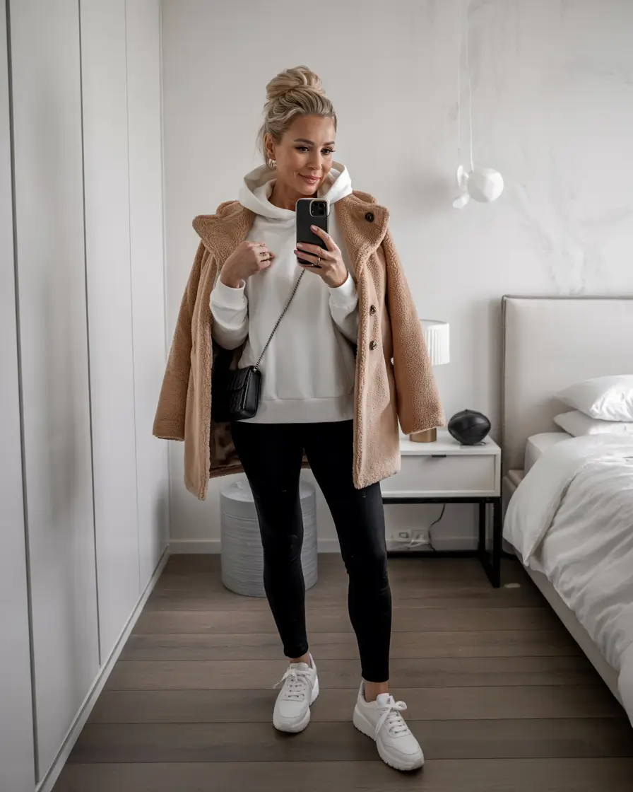 winter outfits over 50 older women Sporty Minimalism with a Hoodie