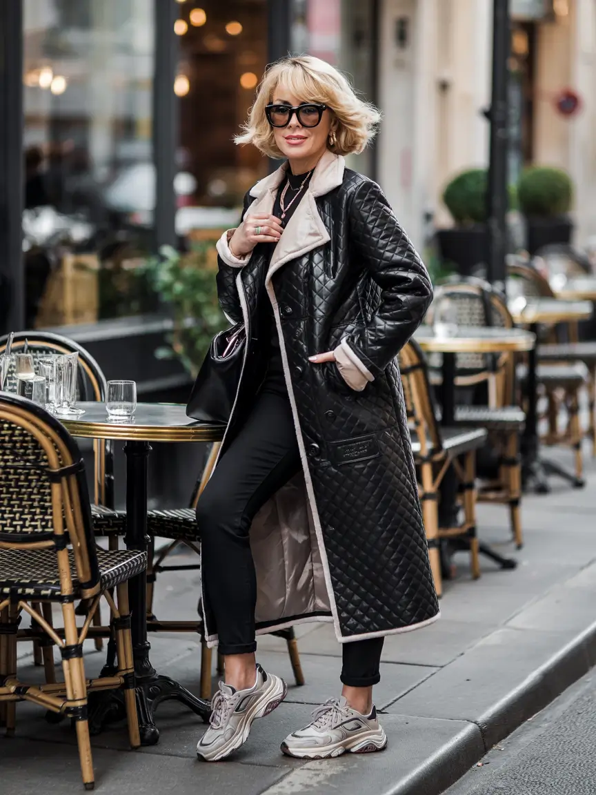 winter outfits over 50 older women Quilted Coat with a Sporty Edge