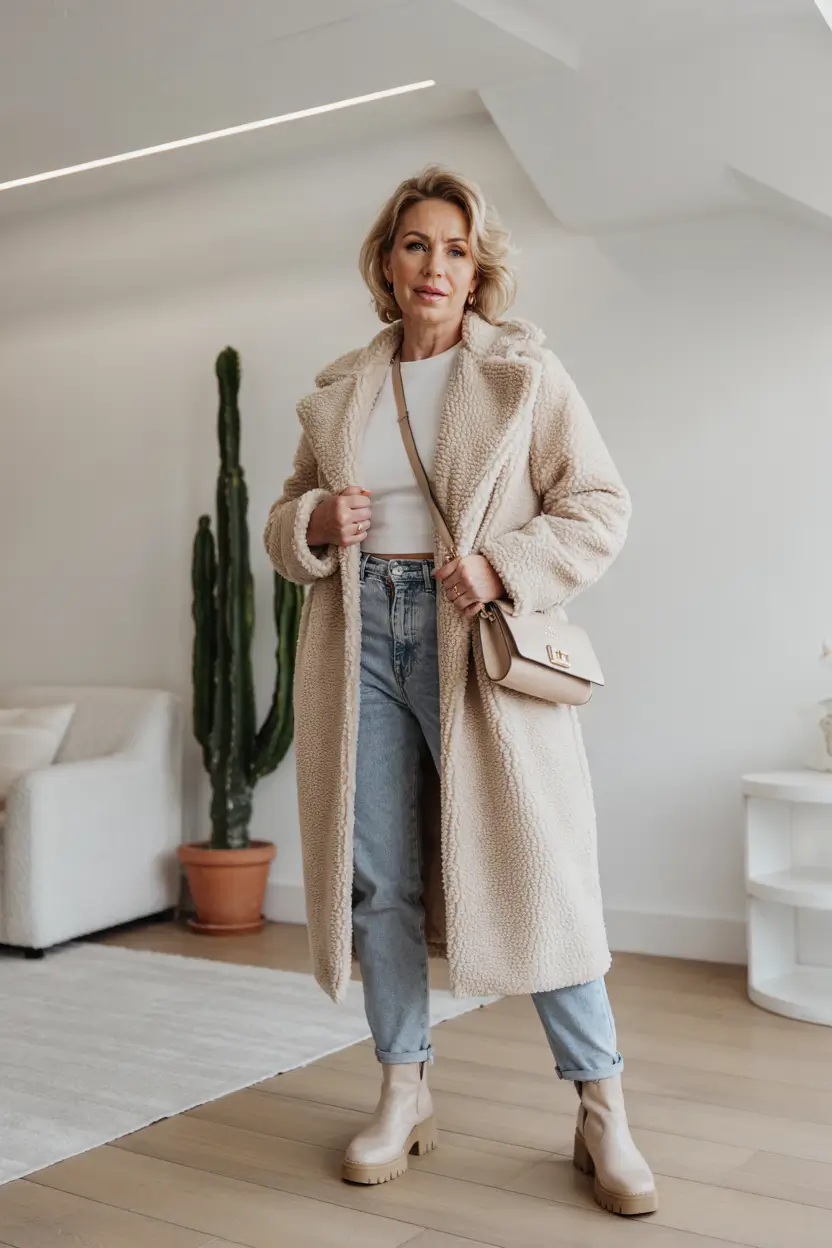 winter outfits over 50 older women Neutral Layers with a Modern Touch