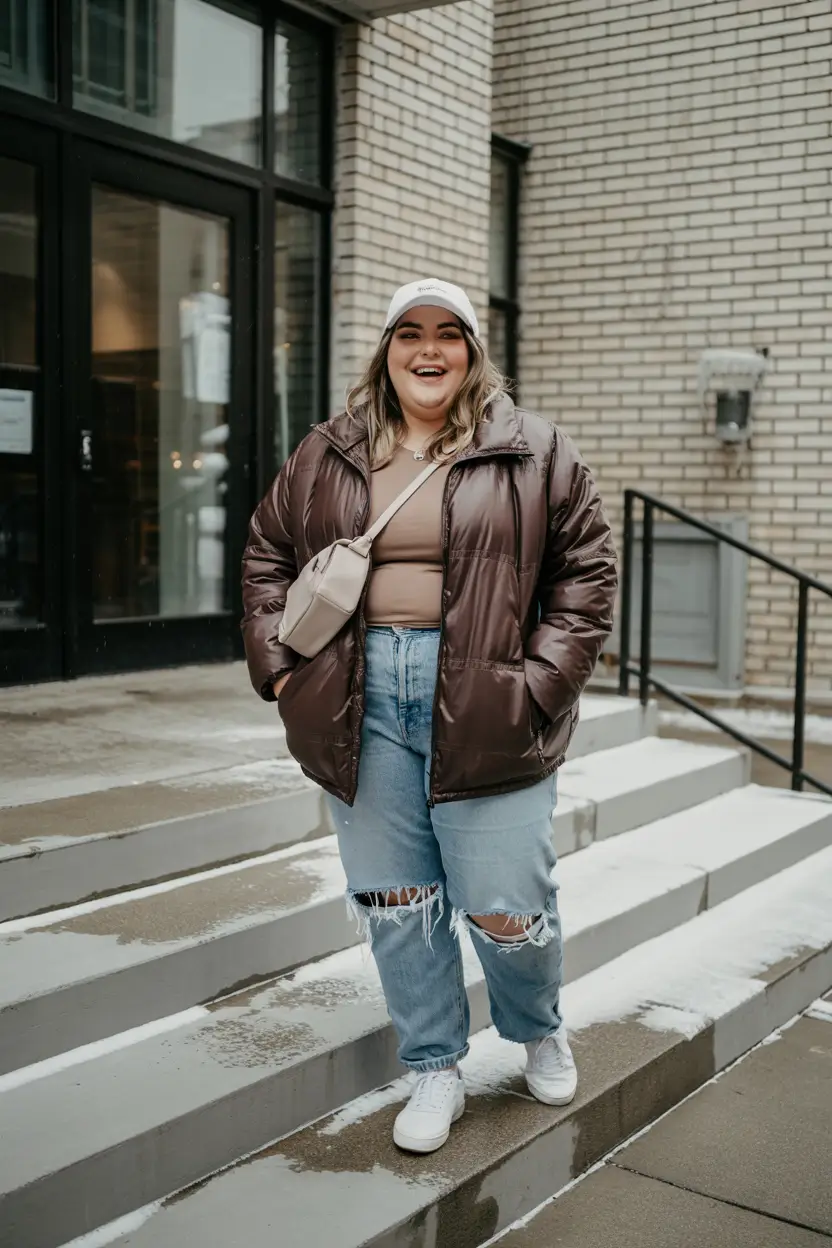 winter capsule wardrobe 2025 Relaxed Denim and Puffer Comfort