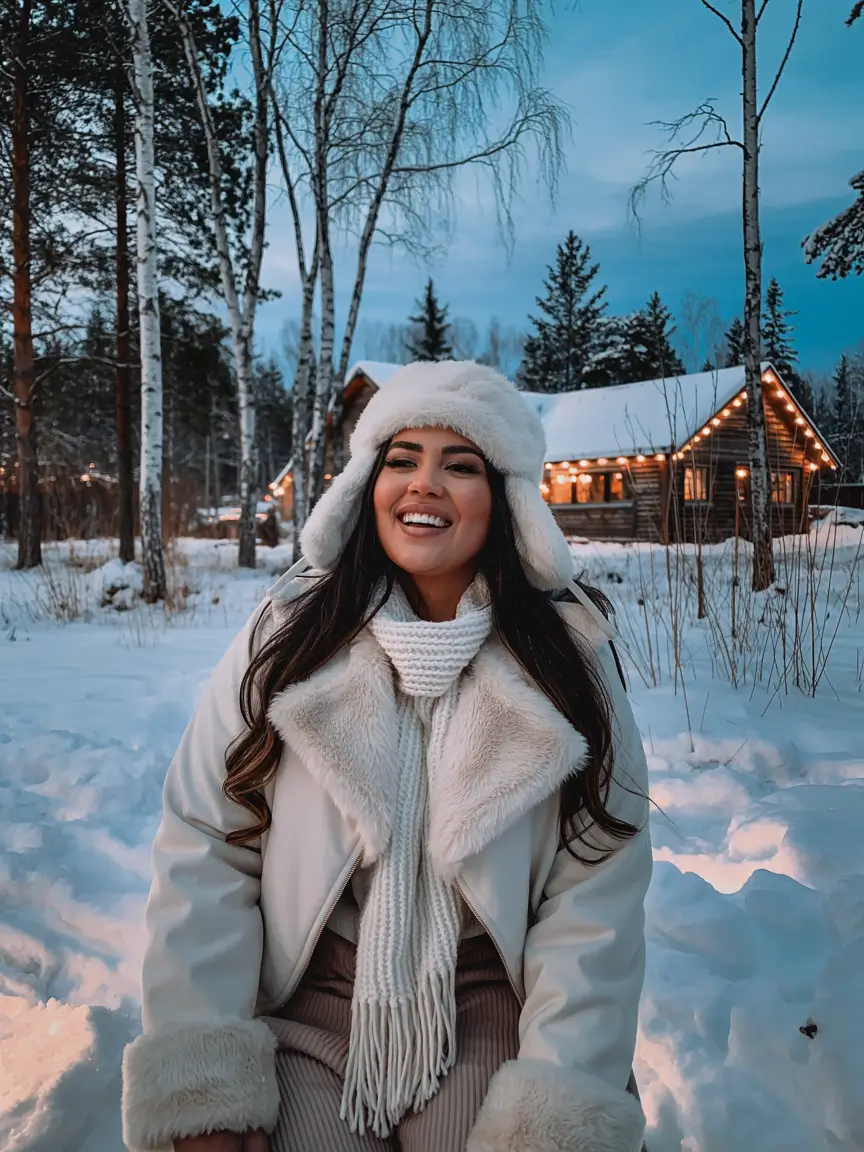 winter capsule wardrobe 2025 Snowy Elegance in White Layers