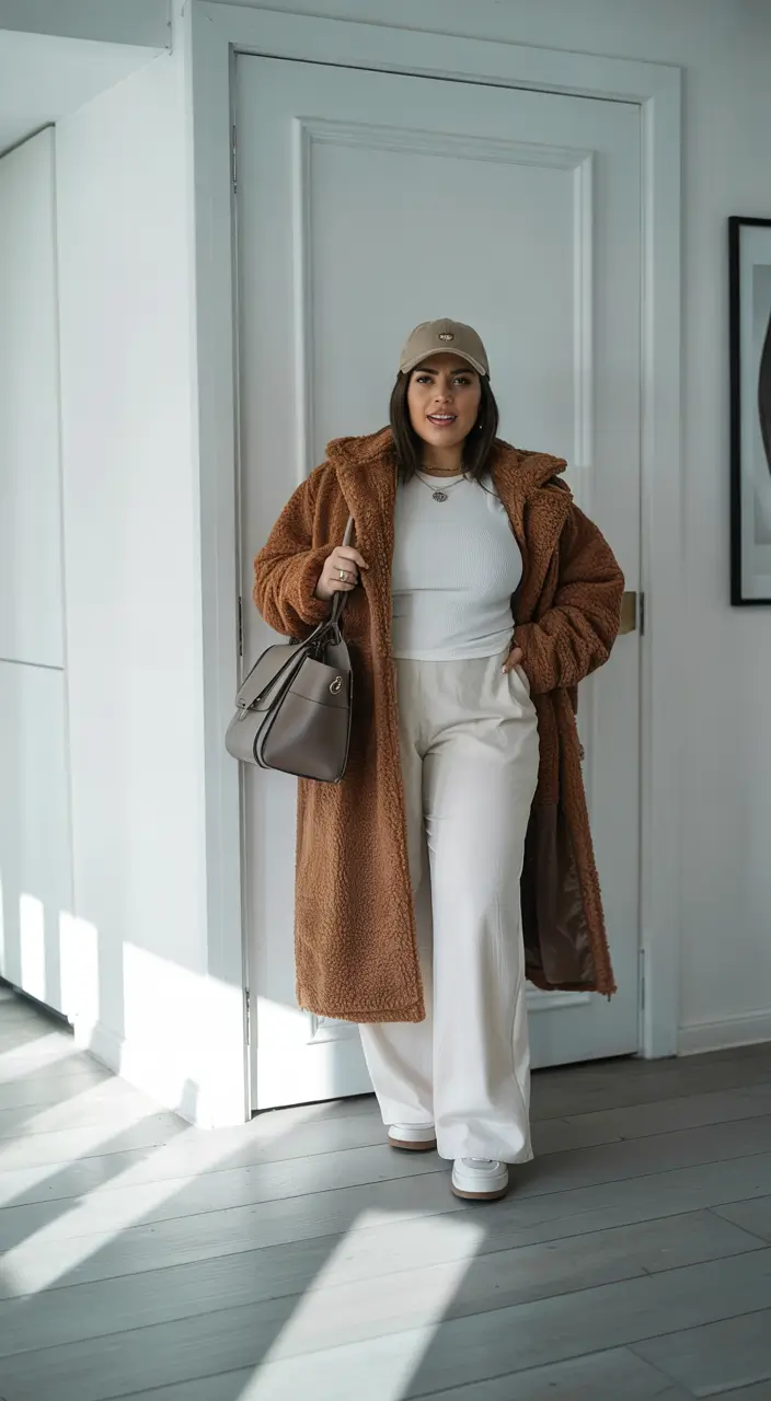 winter capsule wardrobe 2025 Teddy Coat Warmth With Modern Neutrals