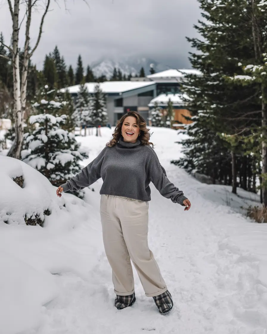 winter capsule wardrobe 2025 Cozy Grey Knit in the Mountains