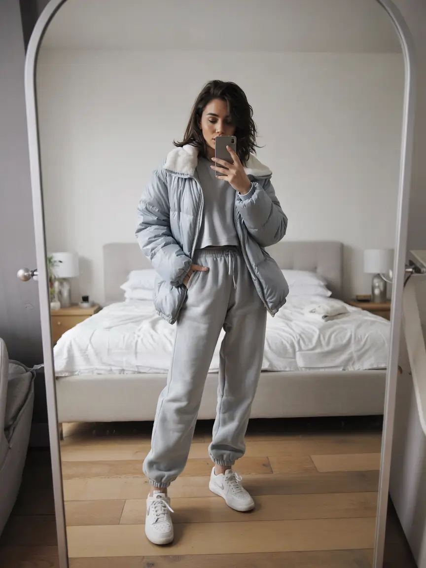 trendy winter outfits 2025 Powder Blue Loungewear Charm