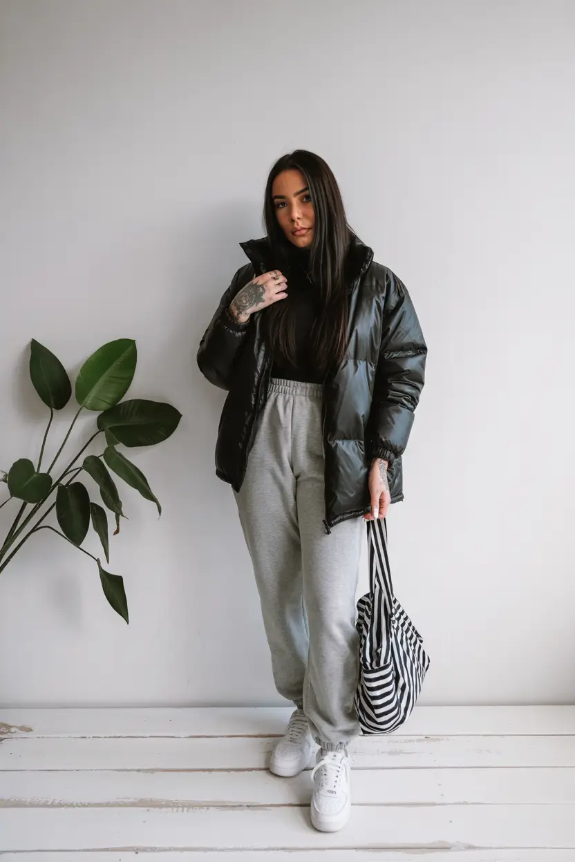 trendy winter outfits 2025 Classic Black and Grey Mix