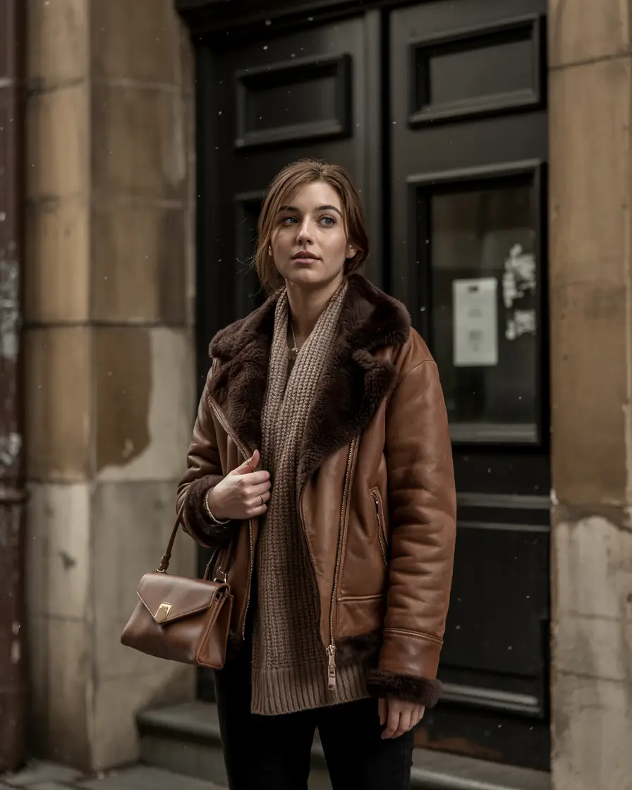 trendy winter outfits 2025 Warmth in Classic Leather