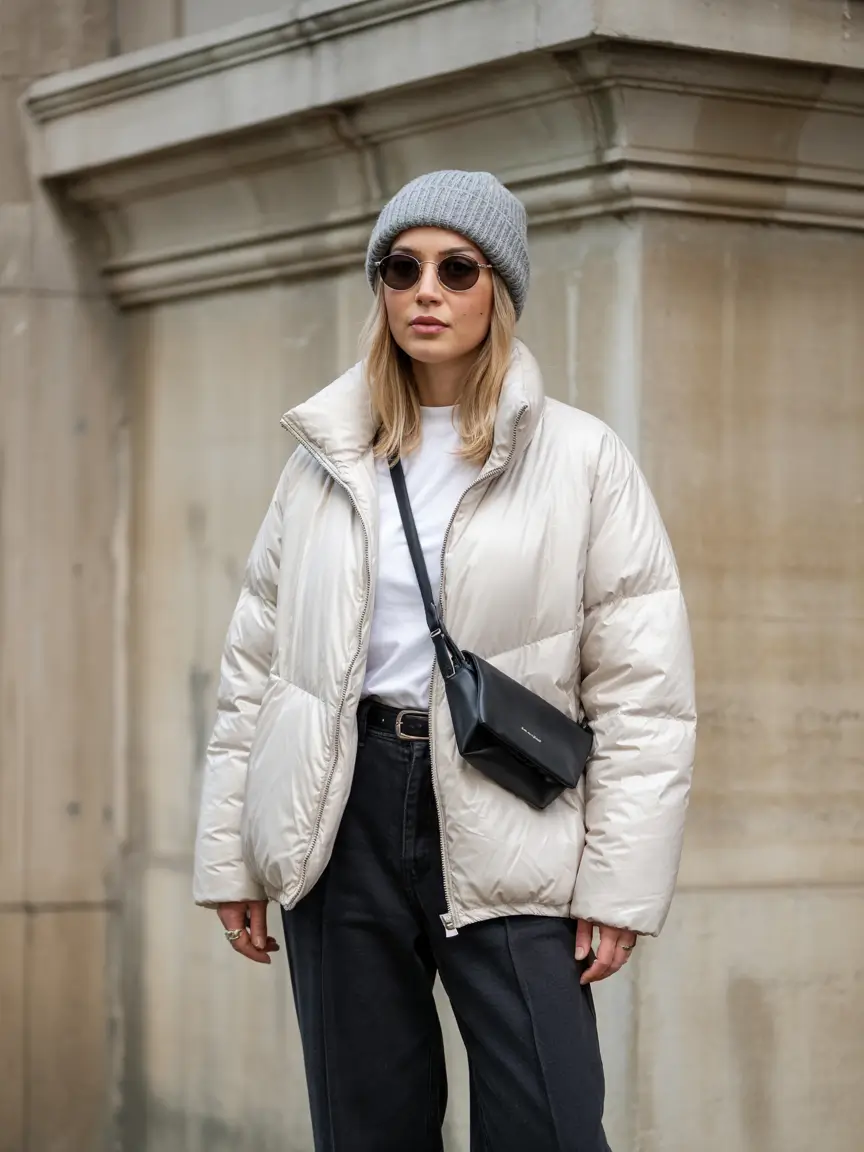 trendy winter outfits 2025 Monochrome Edge in Cream