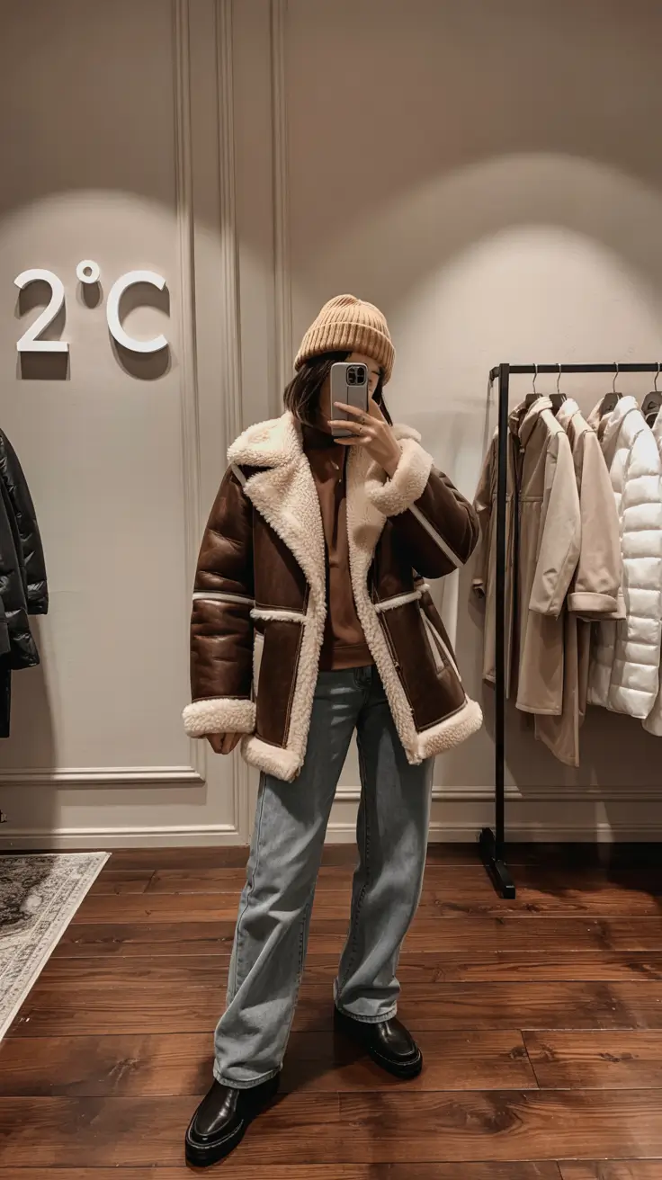 winter fashion inspo Cozy Shearling Energy
