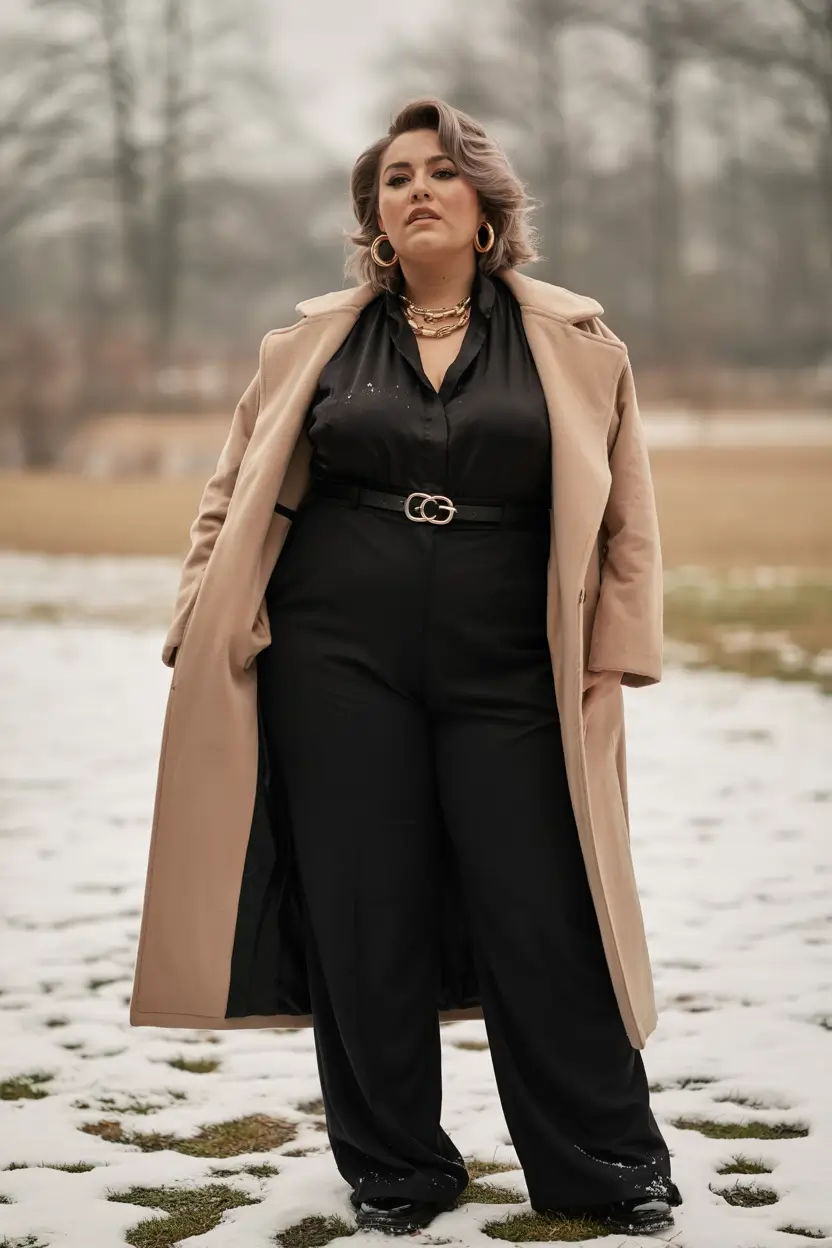 curvy winter outfits 2025 Neutral Glamour