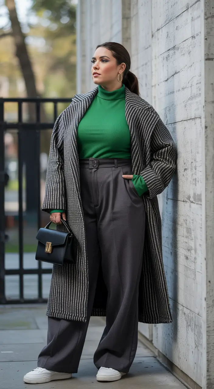 curvy winter outfits 2025 Pop of Color for Workwear Energy