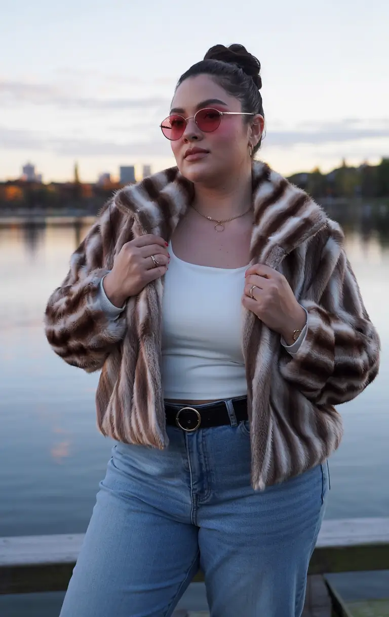 curvy winter outfits plus size 2025 Retro Faux Fur Glam