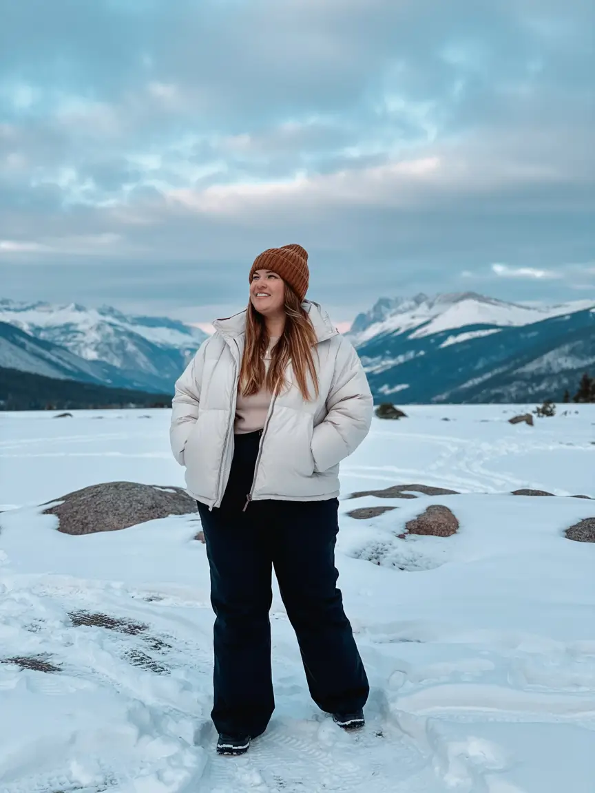 curvy winter outfits 2025 Mountainside Practical Chic