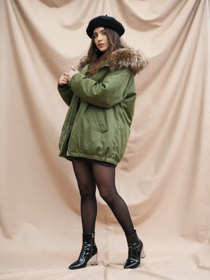 winter outfit inspo 2025 Parisian Green with Playful Accessories