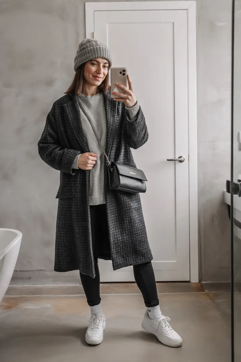 winter outfit inspo 2025 Laidback Grey with Athleisure Edge