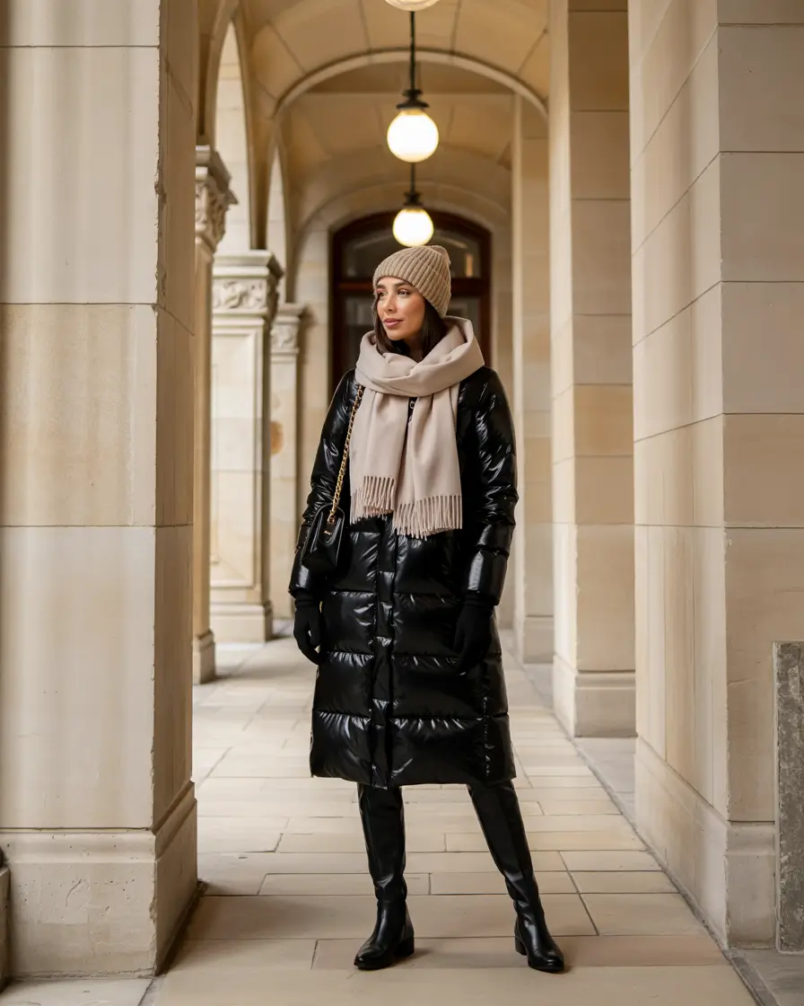 winter outfit inspo 2025 Sleek Black with Cozy Accents