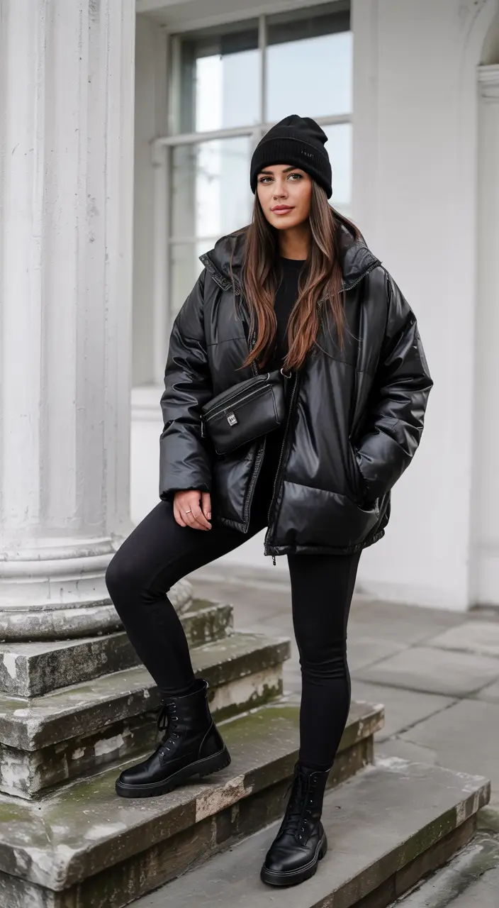 winter outfit inspo 2025 All-Black Utility With Edge