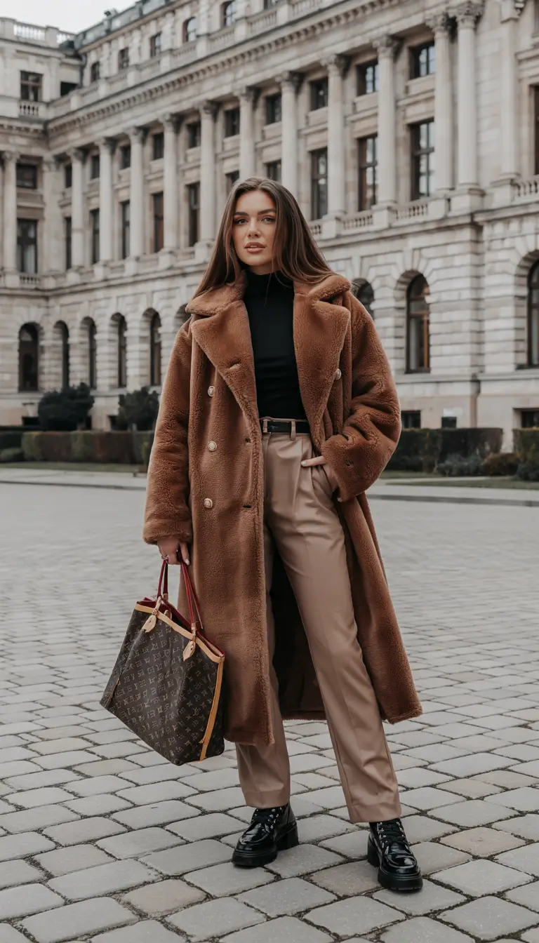 winter outfit inspo 2025 Modern Teddy Coat Sophistication