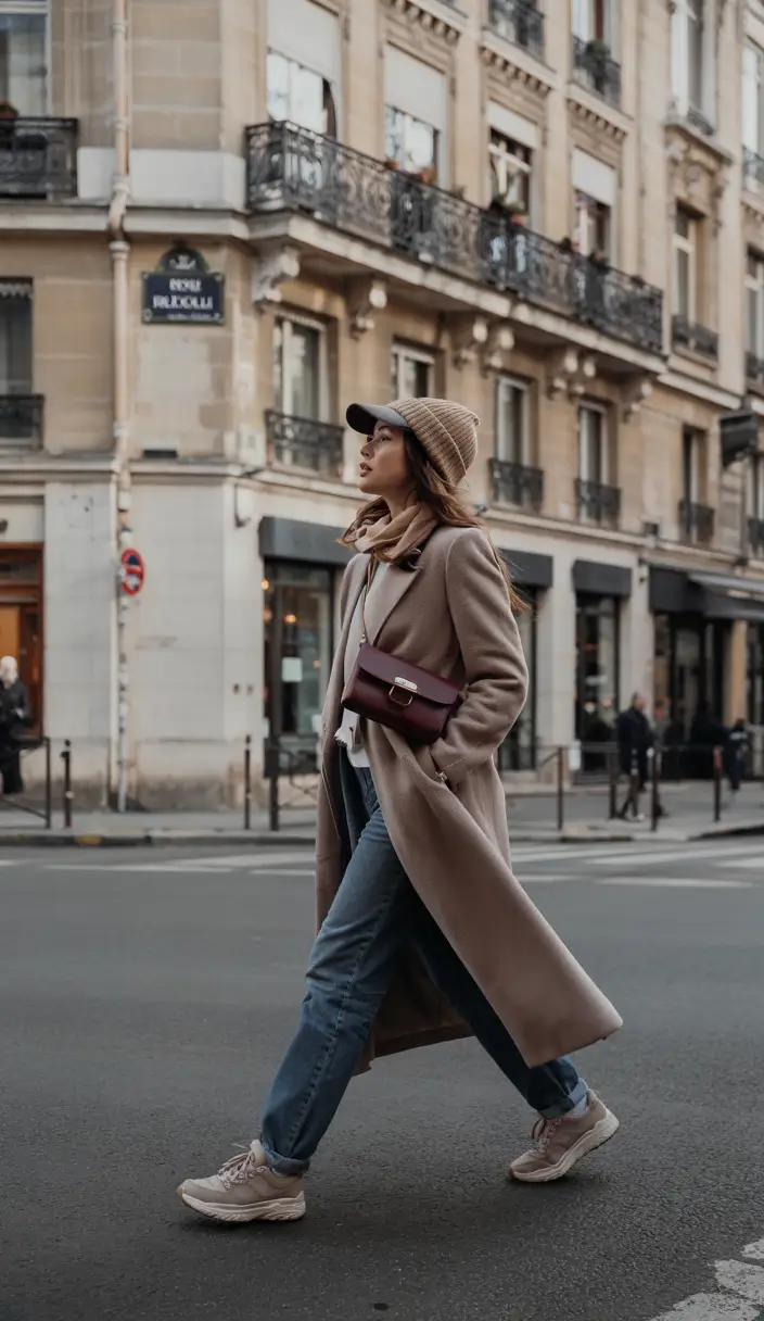 winter outfit inspo 2025 Parisian Walk in Camel