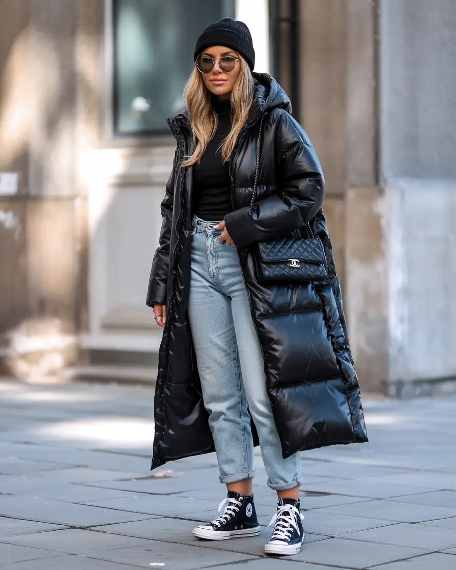 winter outfits inspiration aesthetic Urban Black Puffer Confidence