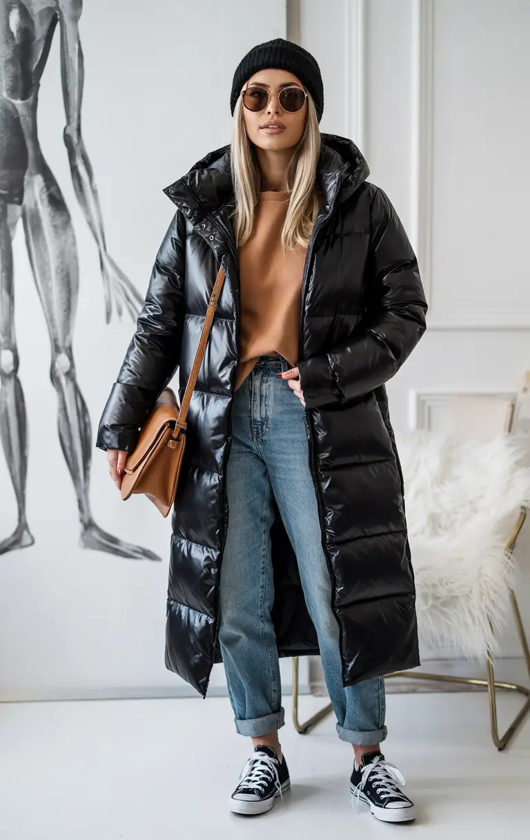 winter outfits inspiration women Laid-Back Puffer Elegance