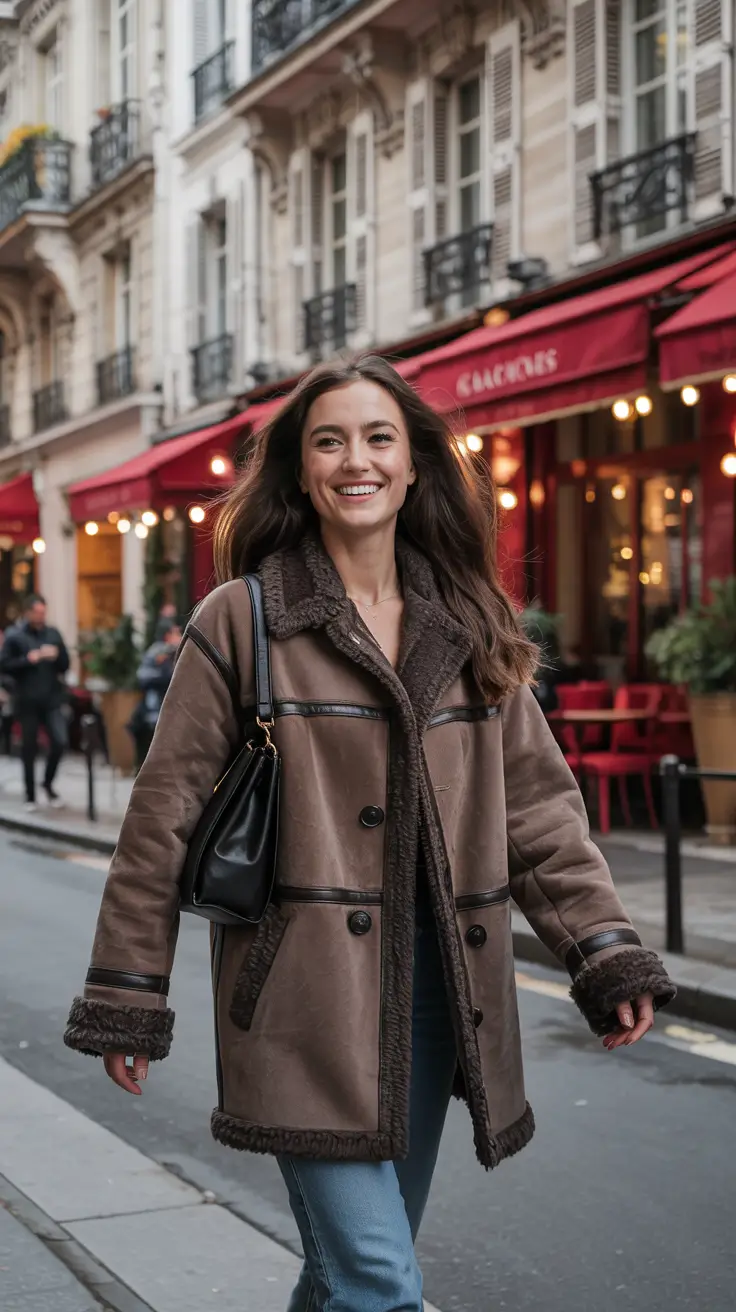 winter outfits inspiration women Parisian Shearling Charm