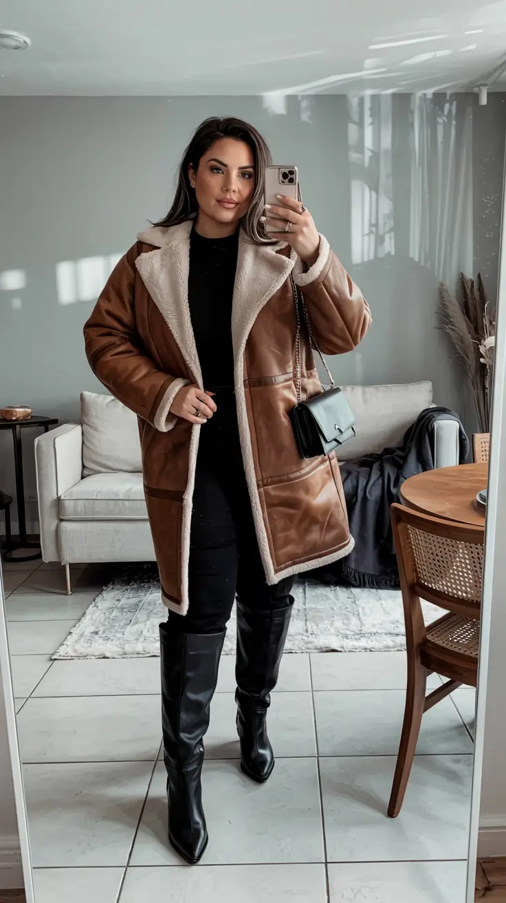 plus size winter outfits dressy classy Shearling Statement Chic