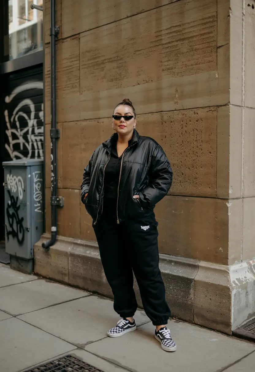 plus size winter outfits black women Edgy Cropped Bomber Energy