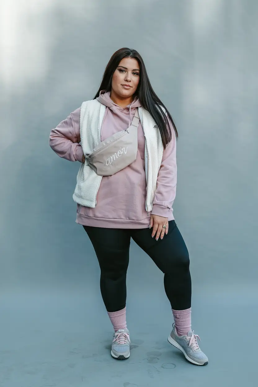 plus size winter outfits Soft Lilac Layers with Cozy Energy
