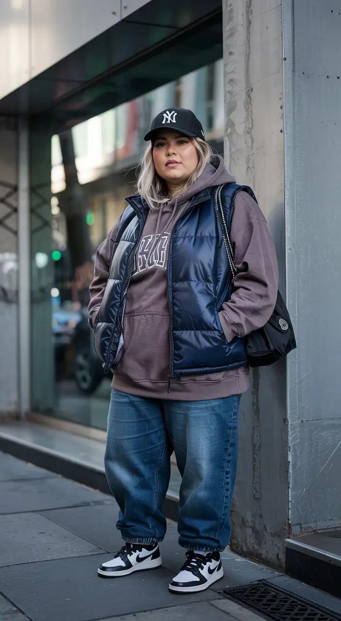 plus size winter outfits Urban Cool with Denim and Navy Layers