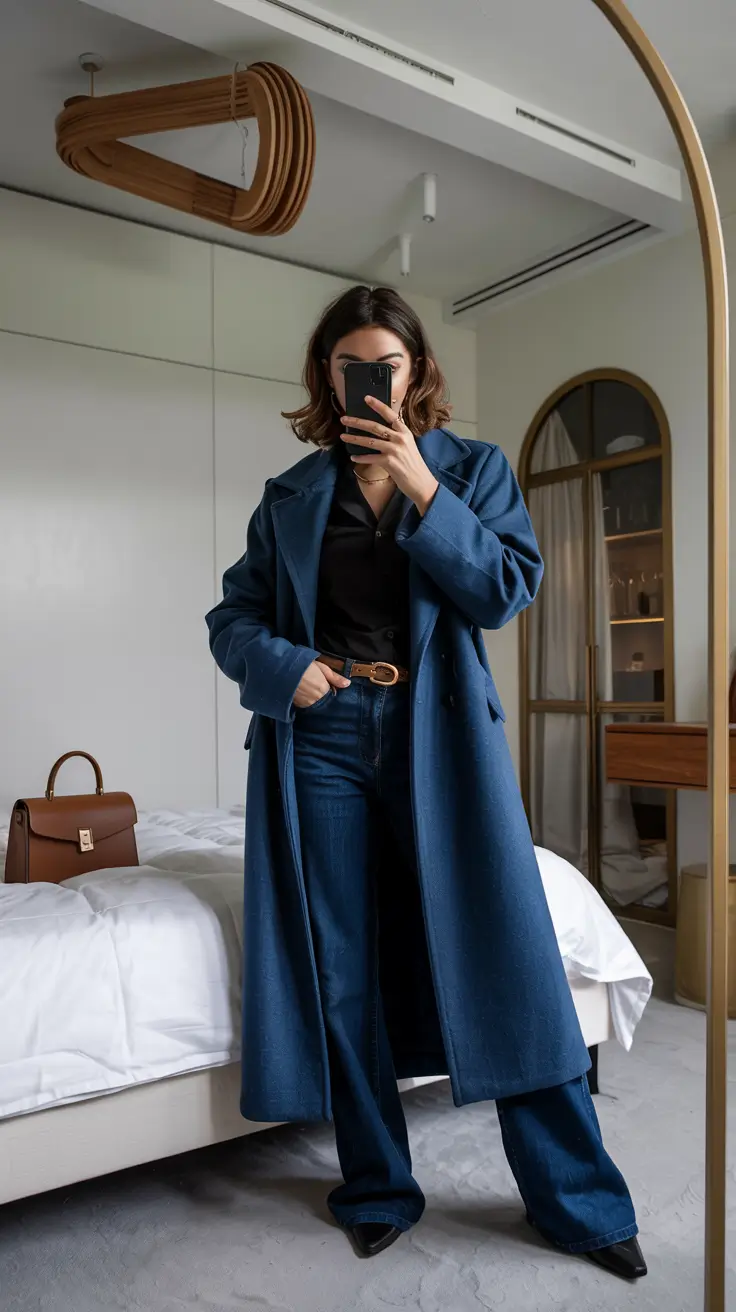 winter outfits aesthetic 2025 denim on denim revival
